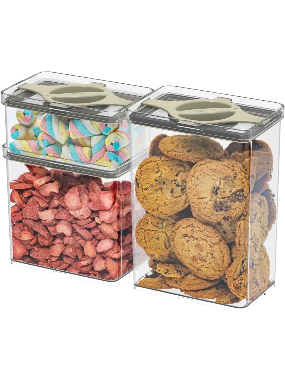 Leakproof Food Storage Container Set Twist-Lock Lids 3-Pack Stackable Canisters